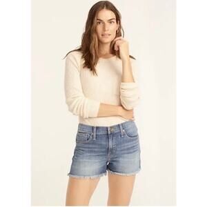 J. Crew‎ Indigo Denim Frayed Hem Low-Rise Preppy Shorts Size 24